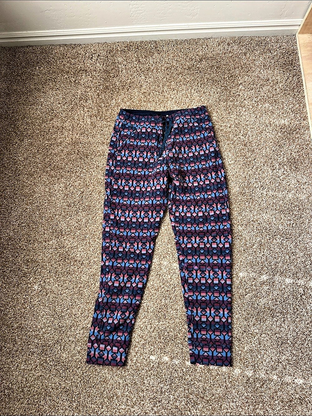 Patagonia Synchilla Fleece Pants Geometric Blue & Pink Small